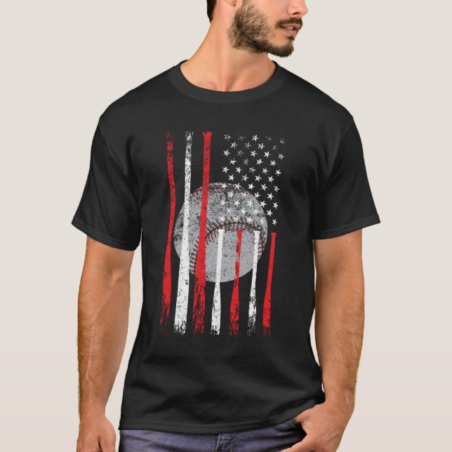 Camiseta Bandera de los Estados Unidos de Béisbol de época  (Anverso)