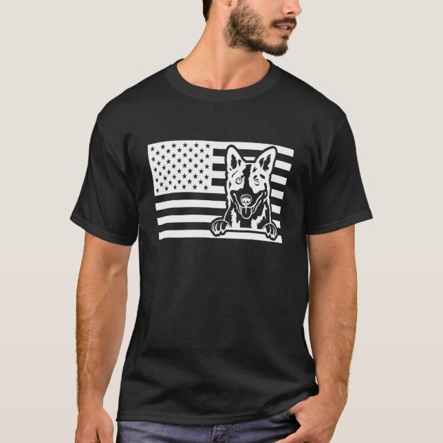 Camiseta Bandera de los Estados Unidos de Blue Heeler (Anverso)