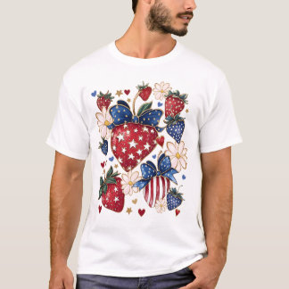 Camiseta Bandera de los Estados Unidos de Fresa Patriótica 