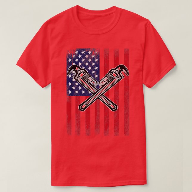 Camiseta Bandera de los Estados Unidos del plomero (1) (Diseño del anverso)
