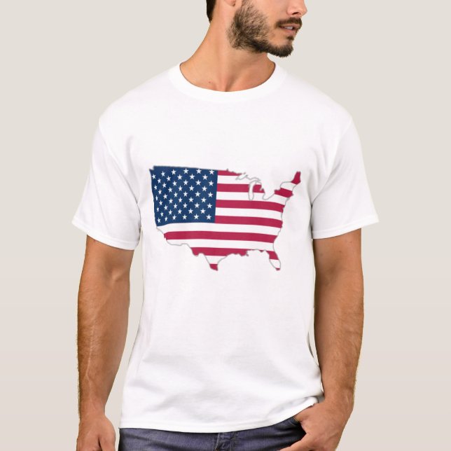 Camiseta Bandera de los Estados Unidos en el mapa (Anverso)