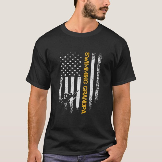Camiseta Bandera de los Estados Unidos Orgullosa Natación A (Anverso)
