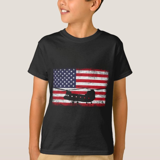 Camiseta Bandera de los Estados Unidos Patriótica CH-47 Chi (Anverso)