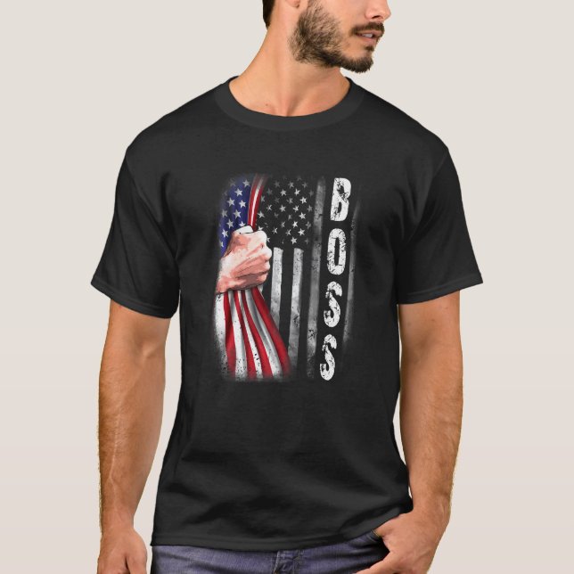 Camiseta Bandera de los hombres norteamericanos, jefe de lo (Anverso)
