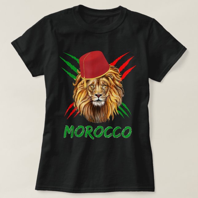 Camiseta Bandera de los leones de Marruecos Deporte Marruec (Diseño del anverso)