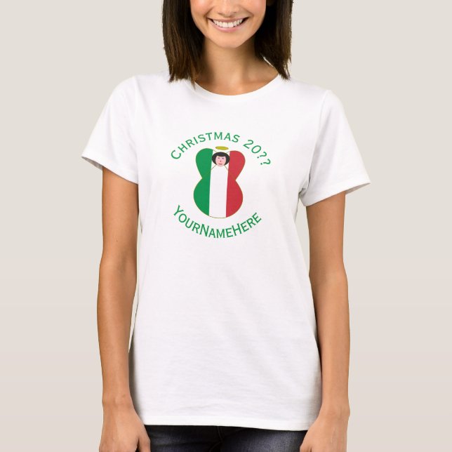 Camiseta Bandera de los Navidades de ángel italianos de muj (Anverso)