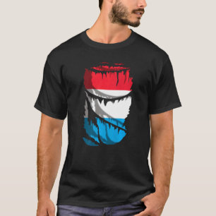 Camiseta Bandera De Luxemburgo Con Efecto De Tela Rota O De