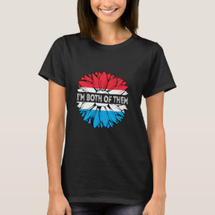 Camiseta Bandera de Luxemburgo Estoy en ambos USA Girasol D