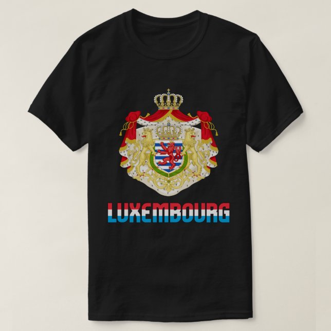 Camiseta Bandera de Luxemburgo y Patriótico Del Escudo De A (Diseño del anverso)