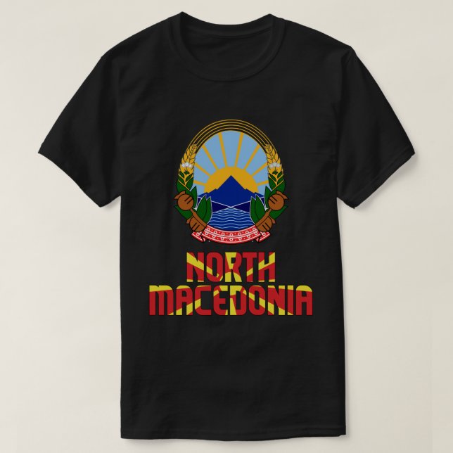 Camiseta Bandera de Macedonia del Norte y Patriótico del Es (Diseño del anverso)