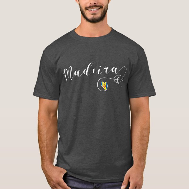 Camiseta Bandera de Madeira del corazón, amo Madeira, (Anverso)