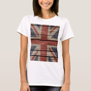 Camiseta Bandera de madera vieja de moda fresca