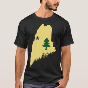 Camiseta Bandera de Maine de 1901 a 1909 en el Mapa de Main