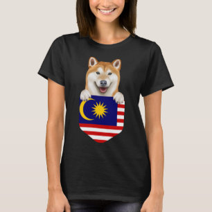 Camiseta Bandera De Malasia, Perro Shiba Inu En El Bolsillo