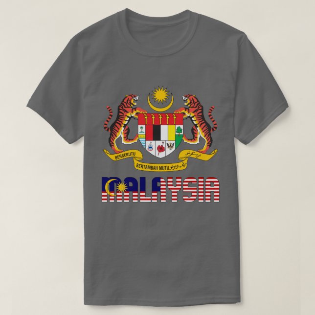 Camiseta Bandera de Malasia y Patriótico Del Escudo De Arma (Diseño del anverso)