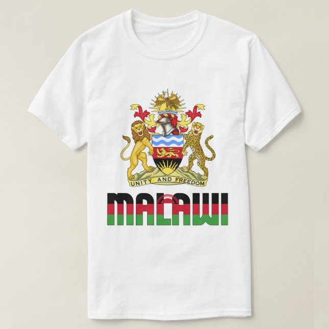 Camiseta Bandera de Malawi y Patriótico Del Escudo De Armas (Diseño del anverso)