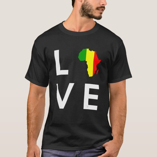 Camiseta Bandera de Mali ama la silueta continental de Áfri (Anverso)