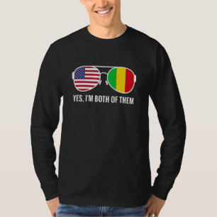 Camiseta Bandera de Mali Usa lentes de sol norteamericanos 