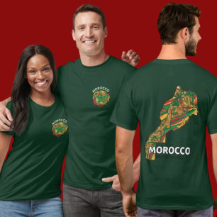 Camiseta Bandera de Mapa Completo de Marruecos de Doble Car