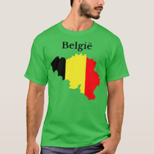 Camiseta Bandera de mapa de Bélgica en holandés