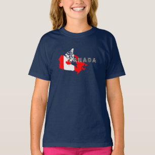 Camiseta Bandera de mapa de guión de Canadá canadiense simp