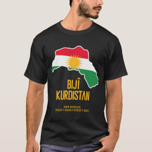 Camiseta Bandera de mapa de Kurdistán en diseño kurdo biji 
