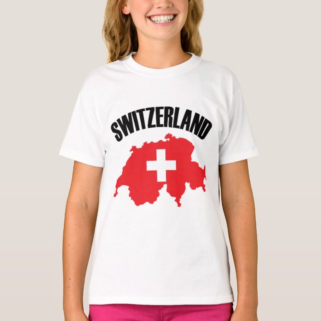 Camiseta Bandera de mapa de Suiza (Anverso)