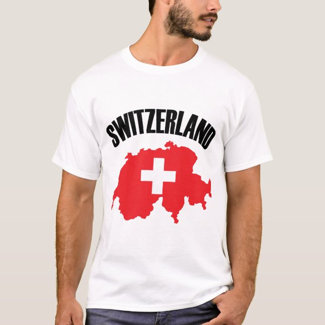 Camiseta Bandera de mapa de Suiza (Anverso)