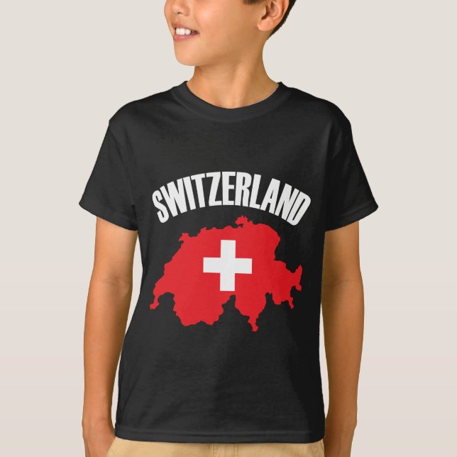 Camiseta Bandera de mapa de Suiza (Anverso)