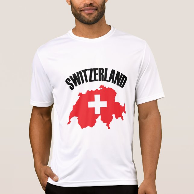 Camiseta Bandera de mapa de Suiza (Anverso)