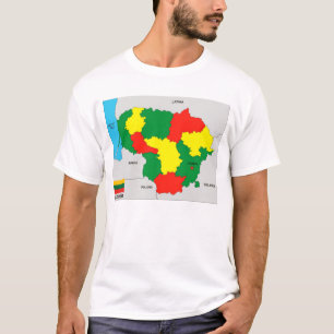 Camiseta bandera de mapa negro de lituania