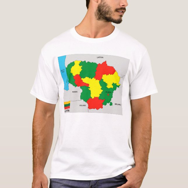 Camiseta bandera de mapa negro de lituania (Anverso)