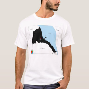 Camiseta bandera de mapa político de eritrea