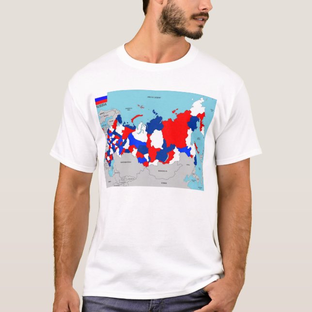 Camiseta bandera de mapa político del país de rusia (Anverso)
