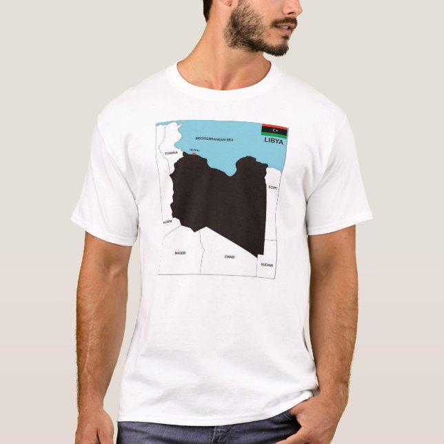 Camiseta bandera de mapa político del país libio (Anverso)