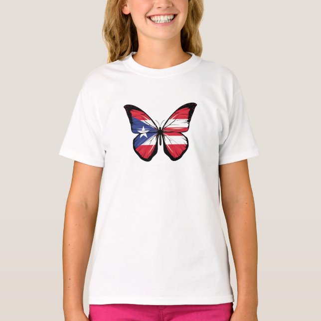 Camiseta Bandera de mariposa de Puerto Rico (Anverso)
