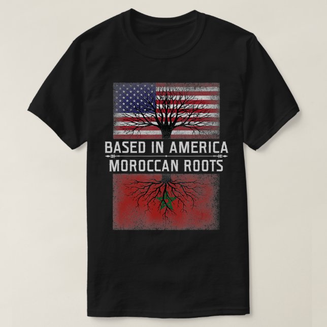 Camiseta Bandera de Marruecos Bandera árabe estadounidense  (Diseño del anverso)