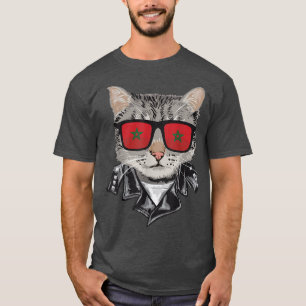 Camiseta Bandera de Marruecos gafas de sol Guay gato marroq