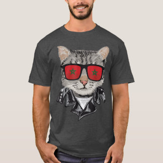 Camiseta Bandera de Marruecos gafas de sol Guay gato marroq