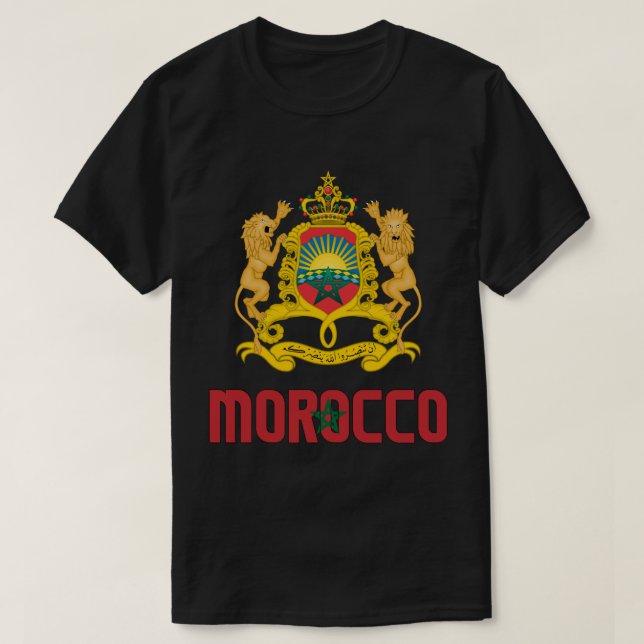 Camiseta Bandera de Marruecos y Patriótico Del Escudo De Ar (Diseño del anverso)