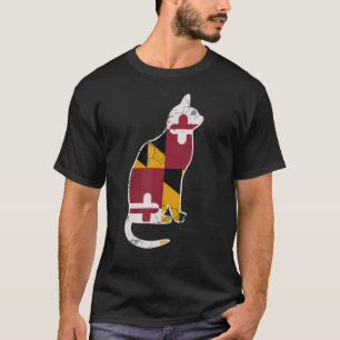 Camiseta Bandera de Maryland Calico Cat Vintage Molestias F
