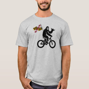 Camiseta Bandera de Maryland de Bigfoot en bicicleta