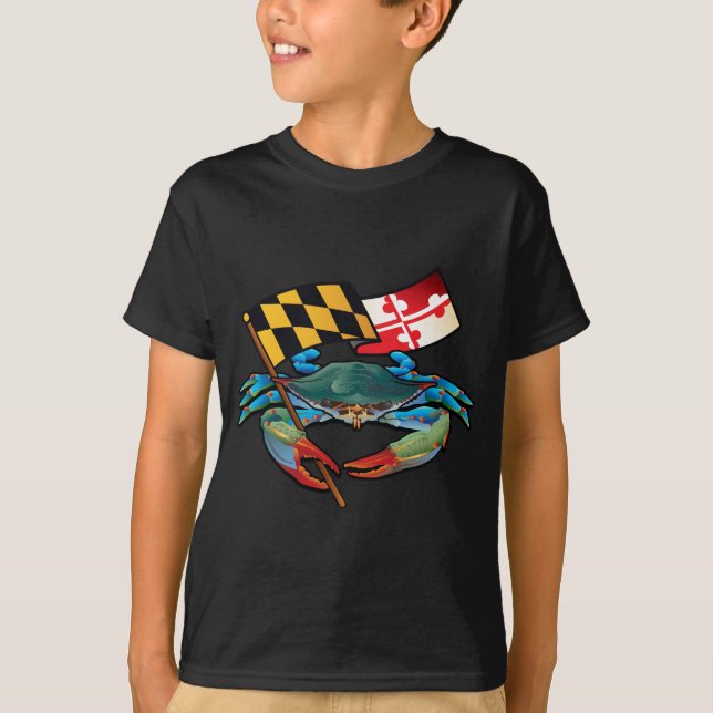 Camiseta Bandera de Maryland del cangrejo azul (Anverso)