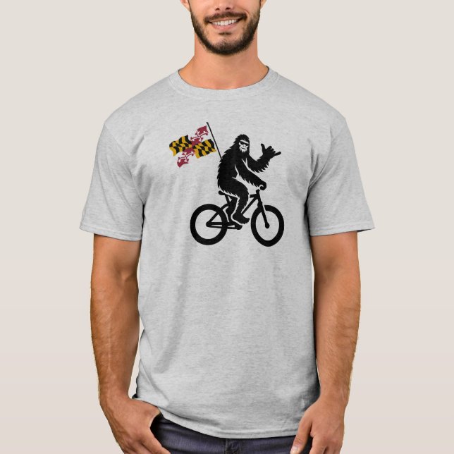 Camiseta Bandera de Maryland en bicicleta de pie (Anverso)
