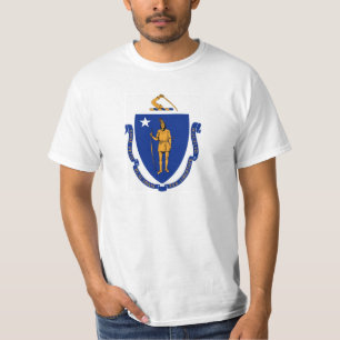 Camiseta Bandera de Massachusetts para hombres-T-Shirt-Whit