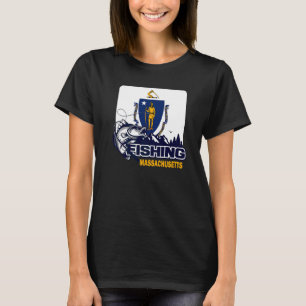 Camiseta Bandera De Massachusetts  Pesca En Massachusetts