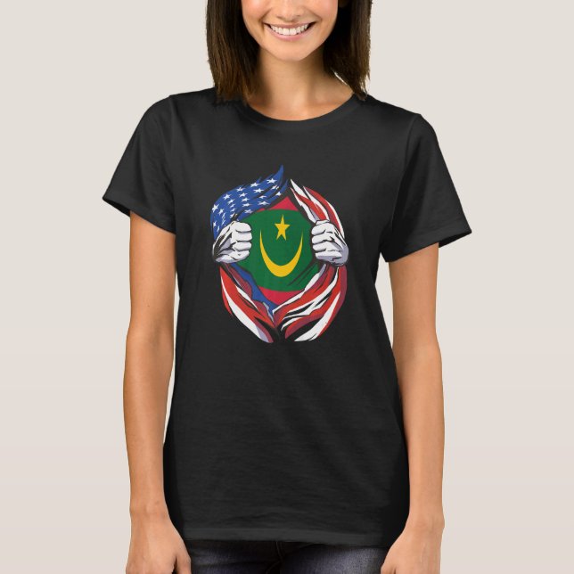 Camiseta Bandera de Mauritania: Orgullo americano de mi H m (Anverso)