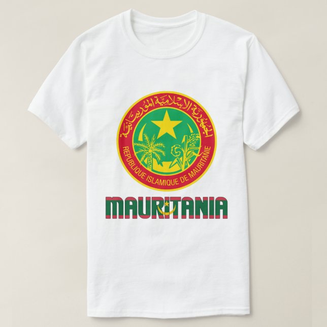 Camiseta Bandera de Mauritania y Patriótico Del Escudo De A (Diseño del anverso)