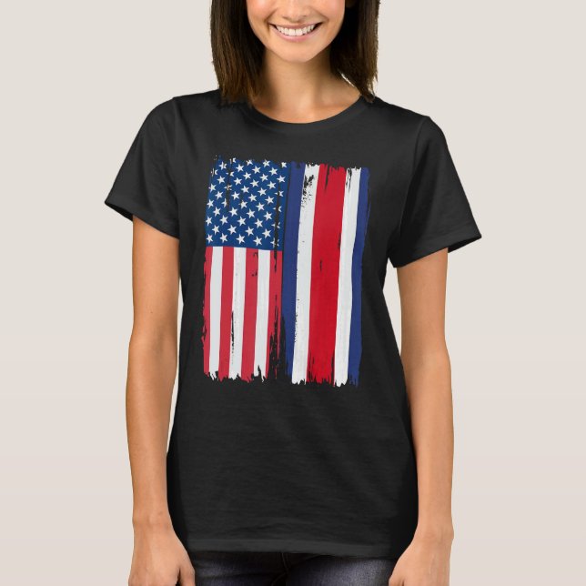 Camiseta Bandera de media América Rota Estados Unidos Costa (Anverso)
