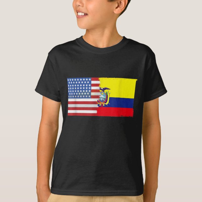 Camiseta Bandera de Medio Ecuador entre Ecuador y Estados U (Anverso)